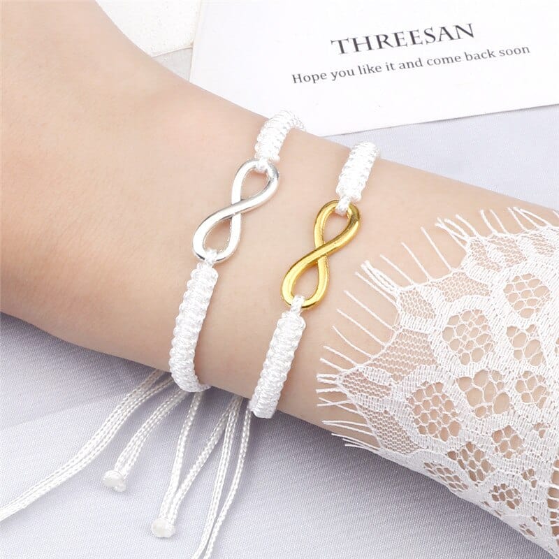 __switch:Blanc Bracelet Couple Infini en corde