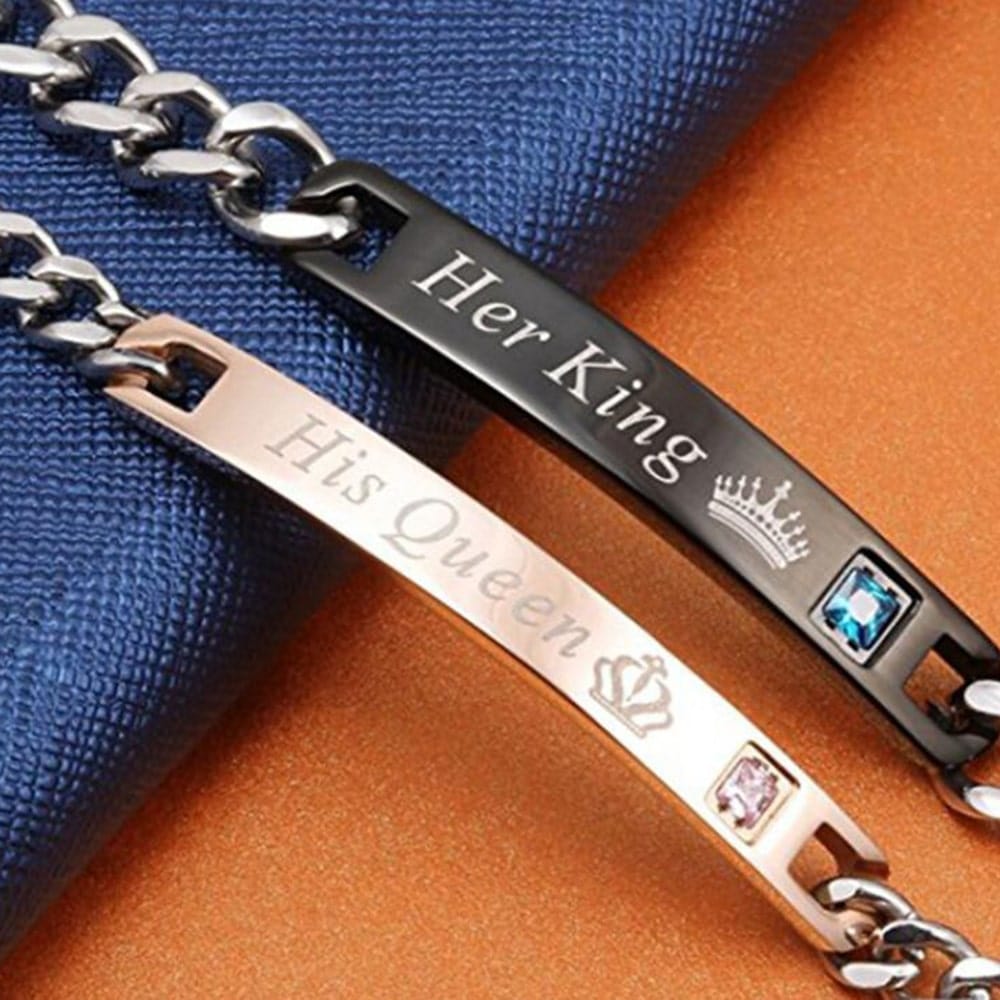 Bracelet Gravé Couple en Acier Inoxydable